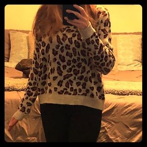 Gray Leopard Oversized Sweater